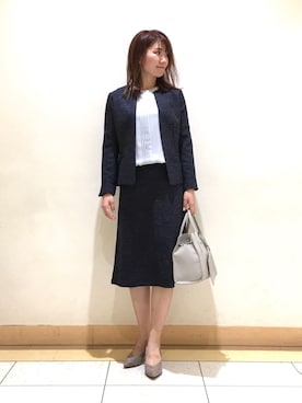 「セレモニーコーデ」｜「アイテム（スーツジャケット）」を使った、mayutaさん（レディース・158cm）の冬コーディネート