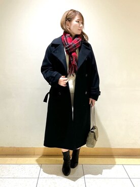 「アイテム（トレンチコート、ブルー系）」を使った、mayutaさん（レディース・158cm）の冬コーディネート