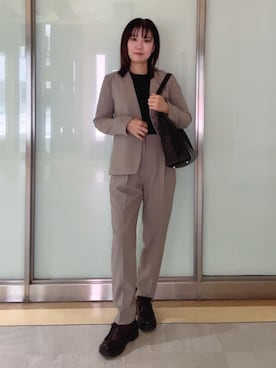 「アイテム（スーツジャケット、ブラウン系）」を使った、mayutaさん（レディース・158cm）の秋コーディネート