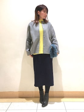 「タートルネック」｜「アイテム（クラッチバッグ）」を使った、mayutaさん（レディース・158cm）の冬コーディネート