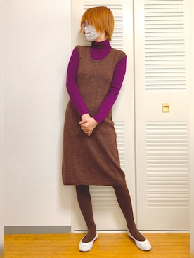 「SCROLLのアイテム」を使った、苔桃さん（レディース・160cm）の冬コーディネート