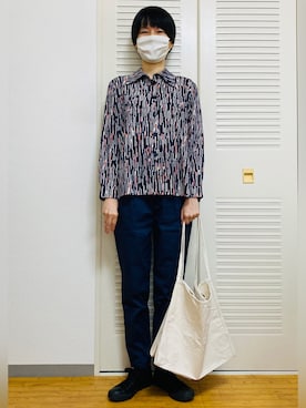 「Honeys（ハニーズ）のアイテム（トートバッグ）」を使った、苔桃さん（レディース・160cm）の夏コーディネート