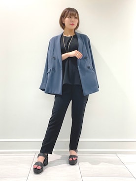 「アイテム（スーツパンツ）」を使った、kanonさん（レディース・159cm）の夏コーディネート