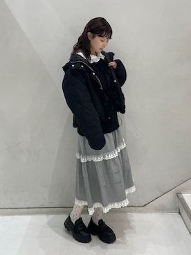 「merry jenny（メリージェニー）のアイテム（ダウンジャケット/コート）」を使った、ayuさん（レディース・166cm）の冬コーディネート