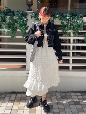 「merry jenny（メリージェニー）のアイテム（デニムジャケット）」を使った、ayuさん（レディース・166cm）の冬コーディネート