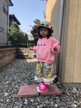 「アイテム（その他パンツ、ホワイト系）」を使った、himi0606さん（キッズ・100cm）の春コーディネート