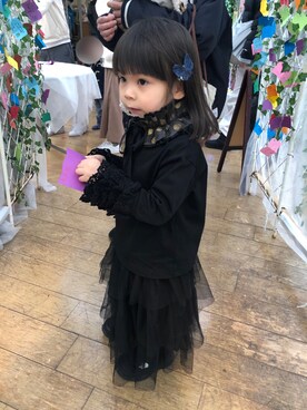 「水玉」｜「アイテム（Tシャツ/カットソー）」を使った、himi0606さん（キッズ・110cm）の冬コーディネート
