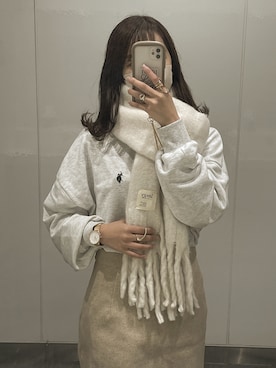 「マフラーコーデ」｜「アイテム（腕時計）」を使った、結衣さん（レディース・163cm）の冬コーディネート