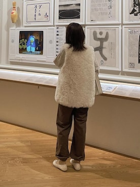 「ファーベスト」｜「アイテム（スウェットパンツ）」を使った、結衣さん（レディース・163cm）の秋コーディネート