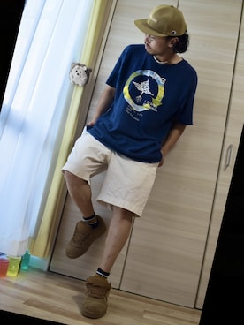 「Champion（チャンピオン）のアイテム（キャップ）」を使った、楽ｇａｋｉさん（メンズ・174cm）の夏コーディネート