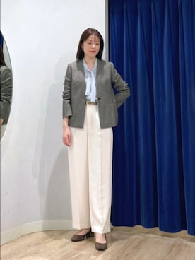 「アイテム（ノーカラージャケット）」を使った、Itaniさん（レディース・163cm）の秋コーディネート