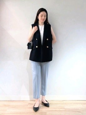「ノースリーブニット」｜「アイテム（アクセサリー）」を使った、Itaniさん（レディース・163cm）の夏コーディネート