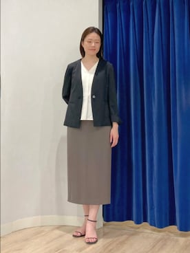 「アイテム（ノーカラージャケット）」を使った、Itaniさん（レディース・163cm）の夏コーディネート