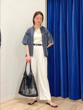 「NOLLEY’S Sophi（ノーリーズソフィ）のシアーフレアスリーブブラウス（シャツ/ブラウス）」を使った、Itaniさん（レディース・163cm）の夏コーディネート