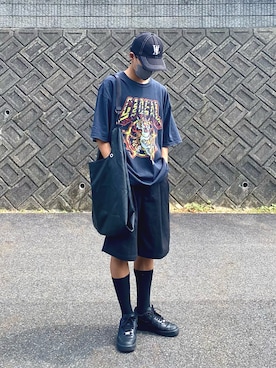 「WOOALONG（ウアロン）のアイテム（帽子）」を使った、KAI_busyさん（メンズ・177cm）の夏コーディネート