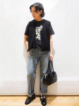 「OPAQUE.CLIP（オペークドットクリップ）のロックTシャツ別注アソート【GREEN DAY／METALLICA／THE BEATLES】（Tシャツ/カットソー、グレー系）」を使った、beer77さん（レディース・161cm）の夏コーディネート