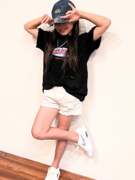 「ストリート女子」｜「アイテム（キャップ）」を使った、himaringoさん（キッズ・142cm）の夏コーディネート