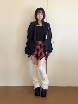 「アイテム（レッグウォーマー）」を使った、ひつじさん（レディース・154cm）の秋コーディネート