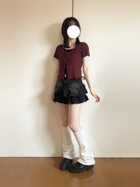 「アイテム（レッグウォーマー）」を使った、ひつじさん（レディース・154cm）の秋コーディネート