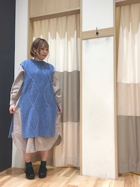 「サマンサモスモス」｜「アイテム（シャツワンピース）」を使った、しげさん（レディース・163cm）の冬コーディネート