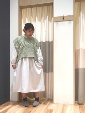 「blue」｜「アイテム（ワンピース/ドレス）」を使った、しげさん（レディース・163cm）の冬コーディネート