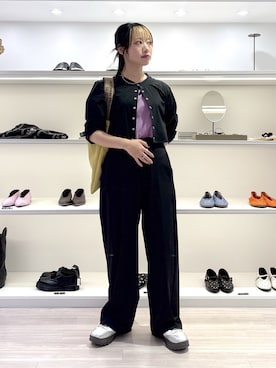 「TAION（タイオン）の(TAION)COOL CARDIGAN（カーディガン/ボレロ、ブラック系）」を使った、SAKI 🍣さん（レディース・151cm）の夏コーディネート
