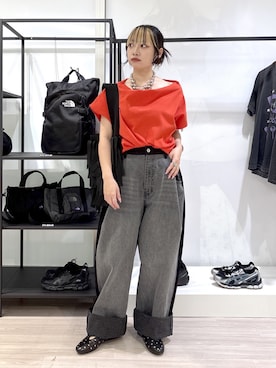 「ROSE BUD（ローズバッド）のLARGE BALL NECKLACE（ネックレス、シルバー系）」を使った、SAKI 🍣さん（レディース・151cm）の春コーディネート