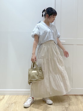 「アイテム（ワンピース/ドレス、ホワイト系）」を使った、SAKI 🍣さん（レディース・151cm）の春コーディネート