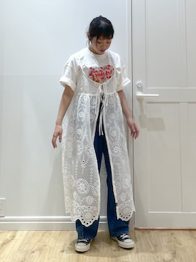 「アイテム（ワンピース/ドレス、ホワイト系）」を使った、SAKI 🍣さん（レディース・151cm）の春コーディネート
