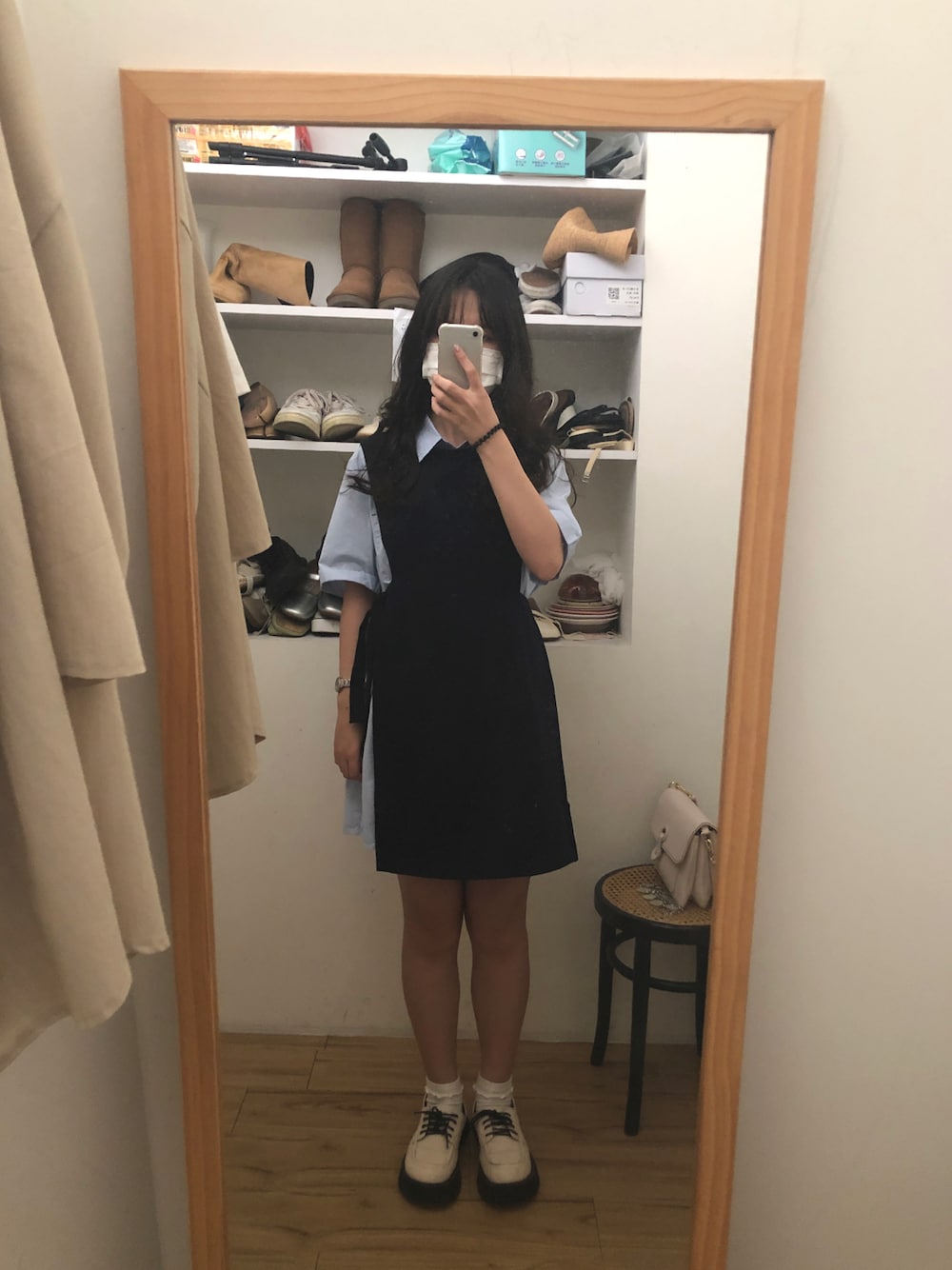 「160cm、夏天穿搭、約會穿搭、套裝、襯衫洋裝」｜「hellocikのアイテム（ワンピース、ブルー系）」を使った、carolinecyc20さん（レディース・160cm）の夏コーディネートの1枚目の写真