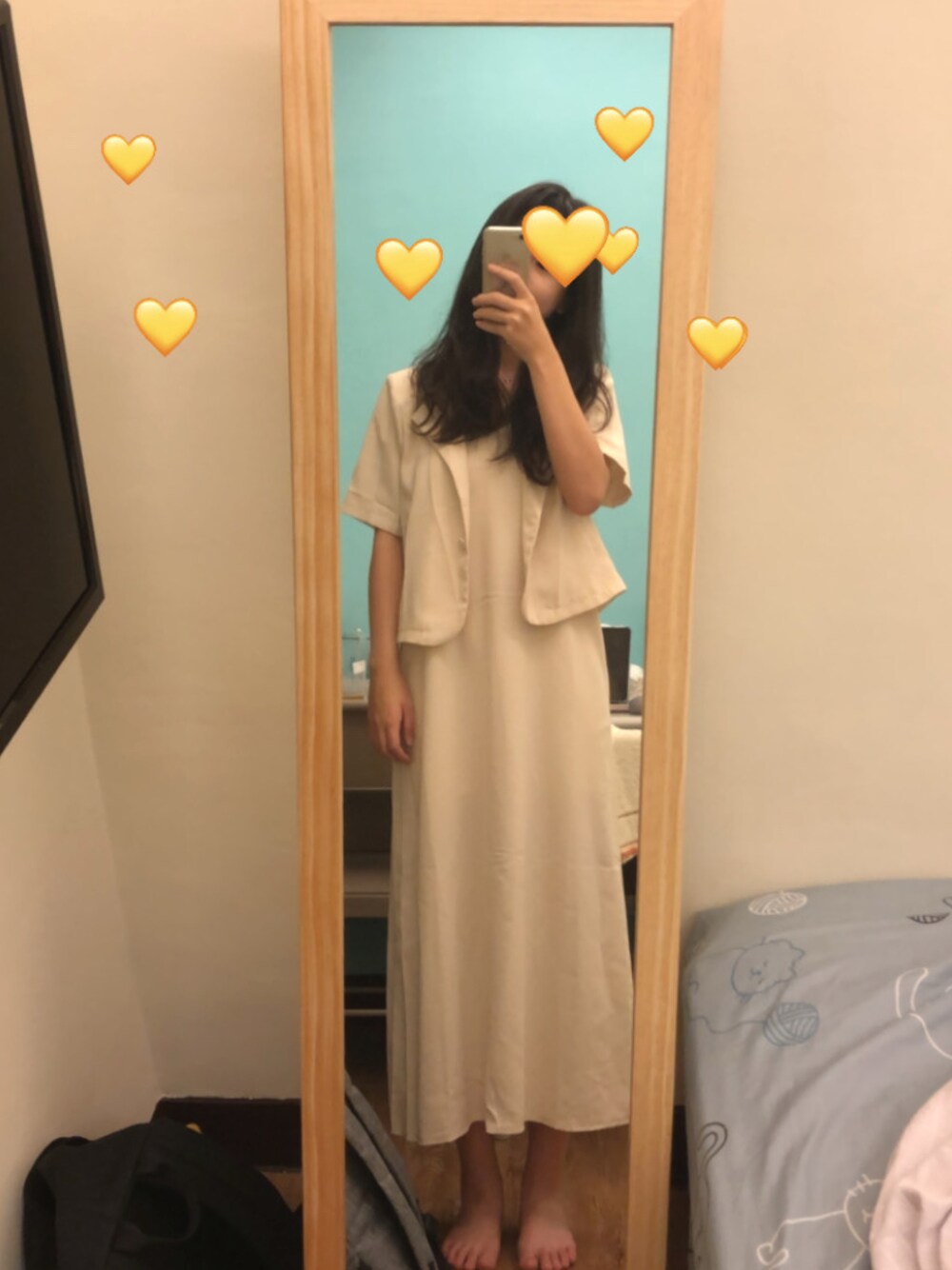 「160cm、夏天穿搭、學生穿搭、短袖西外、細肩帶洋裝」｜「one&oneのアイテム（セットアップ、ベージュ系）」を使った、carolinecyc20さん（レディース・160cm）の夏コーディネートの1枚目の写真