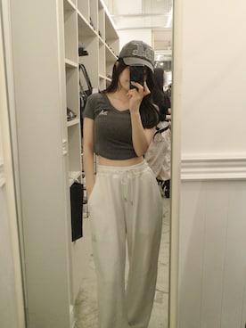 「MUCENT（ムセント）のアイテム」を使った、佐藤Kaha(かはち.)さん（レディース・157cm）の夏コーディネート