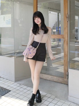 「GRL（グレイル）のアイテム（パンツ）」を使った、佐藤Kaha(かはち.)さん（レディース・157cm）の夏コーディネート