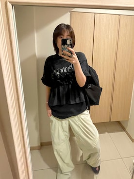 「アイテム（カーゴパンツ）」を使った、nuhe2さん（レディース・163cm）の秋コーディネート