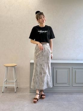 「WA ORiental TRaffic（ダブルエーオリエンタルトラフィック）のコルク ウエッジ ワンベルト サンダル /62212（サンダル、ブラウン系）」を使った、moekaさん（レディース・174cm）の夏コーディネート