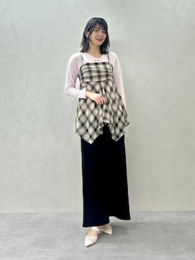 「ORiental TRaffic（オリエンタルトラフィック）のバックル チュール ミュール パンプス /61124（パンプス、ベージュ系）」を使った、moekaさん（レディース・174cm）の春コーディネート