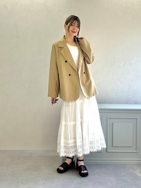 「ORiental TRaffic（オリエンタルトラフィック）のシアー チュール 厚底 サンダル /61214 ドット（サンダル、ブラック系）」を使った、moekaさん（レディース・174cm）の春コーディネート