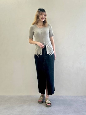 「ORiental TRaffic（オリエンタルトラフィック）のラウンド メタル モチーフ 厚底 サンダル /61201（サンダル、グリーン系）」を使った、moekaさん（レディース・174cm）の春コーディネート