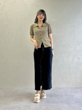 「ORiental TRaffic（オリエンタルトラフィック）のパール × キルティング 厚底 サンダル /61209（サンダル、ホワイト系）」を使った、moekaさん（レディース・174cm）の夏コーディネート