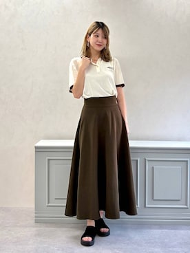 「ORiental TRaffic（オリエンタルトラフィック）の【Fit meサンダル】 サイド オープン ニット 厚底 サンダル /55207（サンダル、ブラック系）」を使った、moekaさん（レディース・174cm）の夏コーディネート