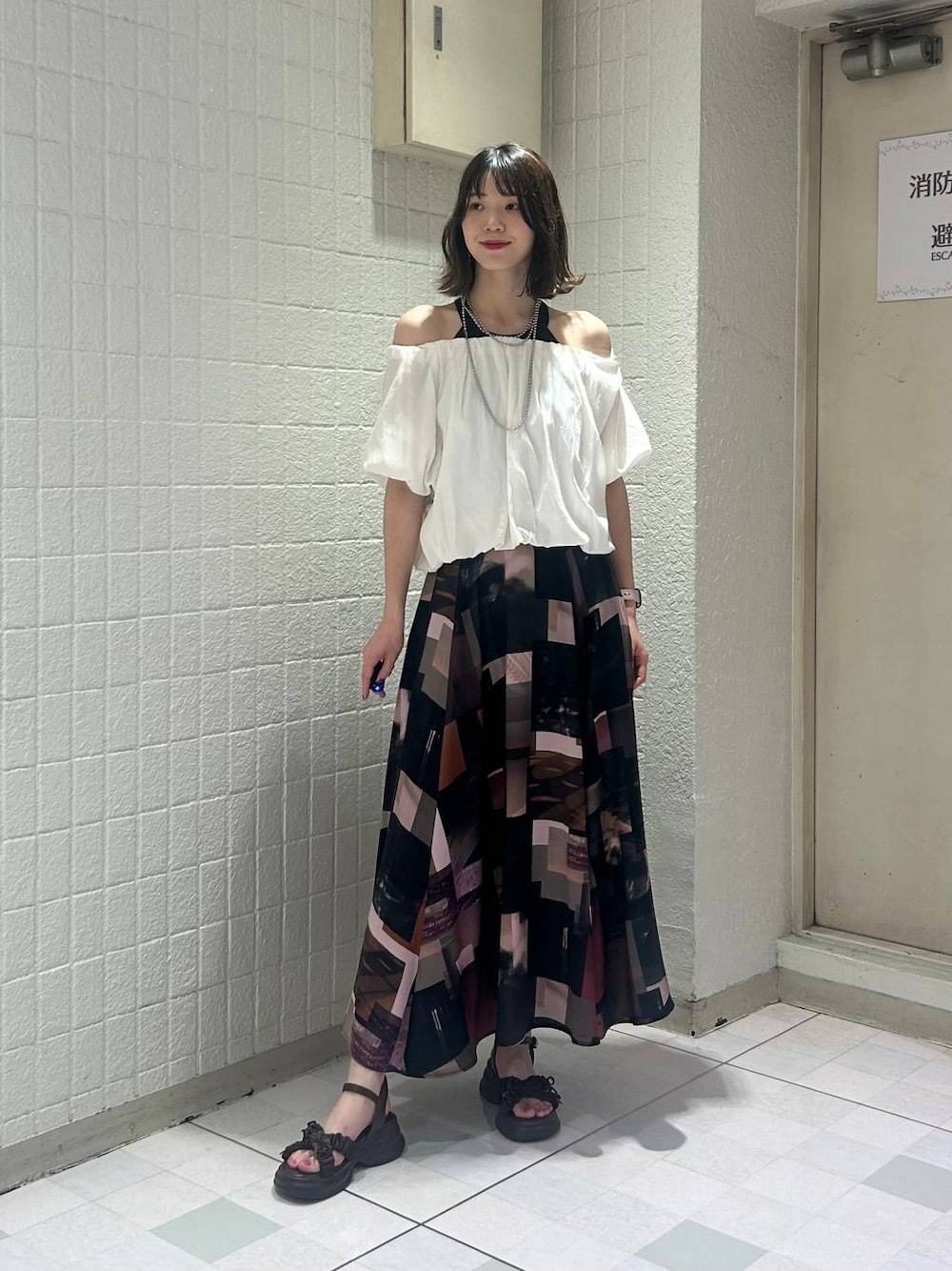 「高身長、個性派、ORiental TRaffic、WA ORiental TRaffic、サンダル、スポサンコーデ、スポサン、スポーツサンダル、大人カジュアル」｜「ORiental TRafficの2025春夏新作 サテンリボンスポーツサンダル/51211（サンダル、ブラウン系）」を使った、moekaさん（レディース・174cm）の夏コーディネートの1枚目の写真