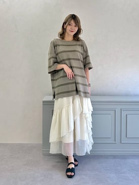 「WA ORiental TRaffic（ダブルエーオリエンタルトラフィック）のカット デザイン バック ストラップ サンダル /62216（サンダル、ブラック系）」を使った、moekaさん（レディース・174cm）の夏コーディネート
