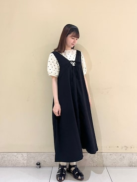 「フラワープリント」｜「アイテム（その他）」を使った、🧸まゆ🐰さん（レディース・158cm）の夏コーディネート