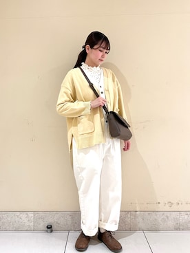 「ホワイトデニム」｜「アイテム（オールインワン・サロペット）」を使った、🧸まゆ🐰さん（レディース・158cm）の春コーディネート