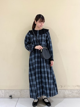 「ブルー×ブラック」｜「アイテム（その他）」を使った、🧸まゆ🐰さん（レディース・158cm）の秋コーディネート