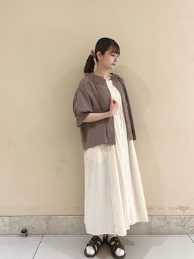 「レースブラウス」｜「アイテム（その他）」を使った、🧸まゆ🐰さん（レディース・158cm）の夏コーディネート