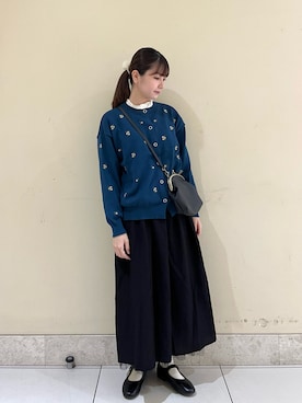 「ブルー×ブラック」｜「アイテム（その他）」を使った、🧸まゆ🐰さん（レディース・158cm）の秋コーディネート