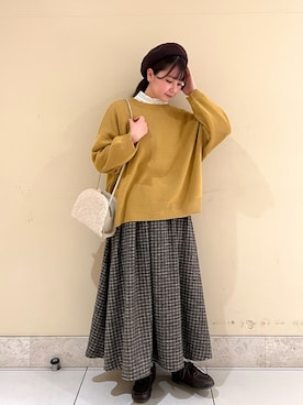 「レースブラウス」｜「アイテム（その他）」を使った、🧸まゆ🐰さん（レディース・158cm）の冬コーディネート