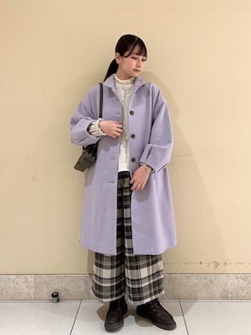 「ラベンダー」｜「アイテム（その他アウター）」を使った、🧸まゆ🐰さん（レディース・158cm）の冬コーディネート