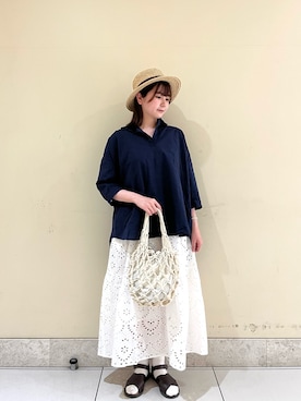 「白スカート」｜「アイテム（その他）」を使った、🧸まゆ🐰さん（レディース・158cm）の春コーディネート